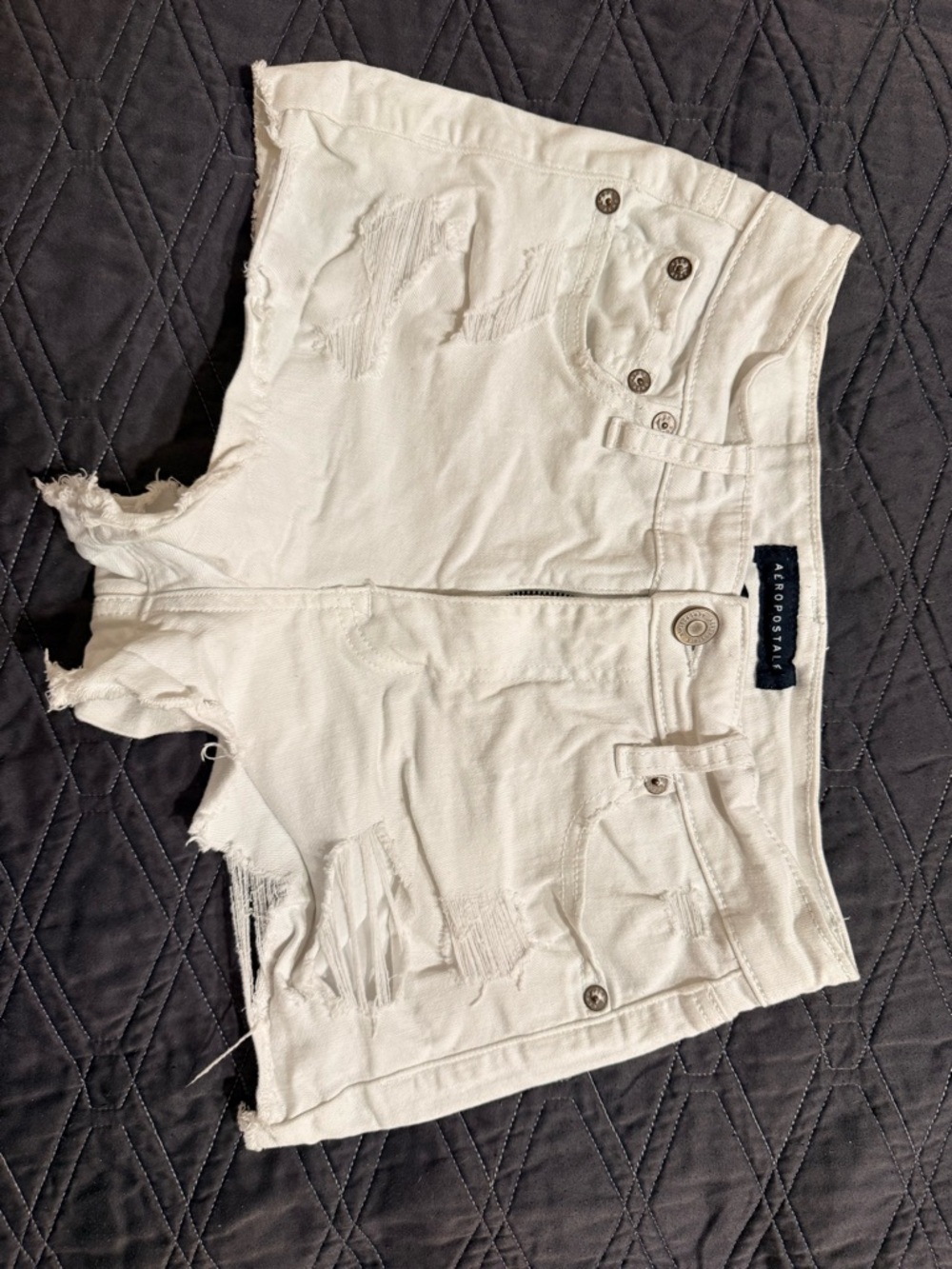 Aeropostale White Vintage High-Rise Shorty Shorts